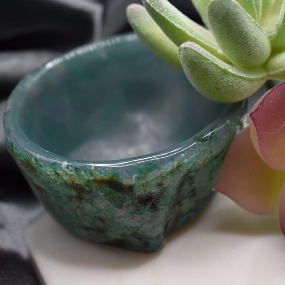 Teal Chalcedony Altar Bowl - Picture 1 of 3
